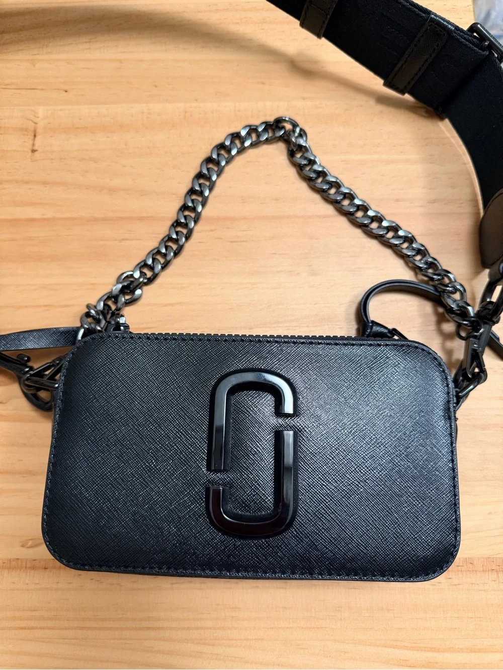 Marc Jacobs Black Leather Chain-Accent Crossbody Camera Bag